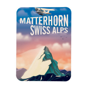 Swiss Alps Matterhorn travel poster Magnet