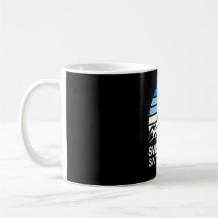 Swiss alps retro mountain scene with striped sky coffee mug