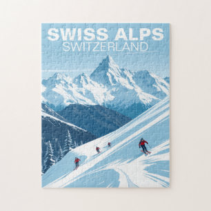 Swiss Alps Switzerland Puzzle Vintage Travel