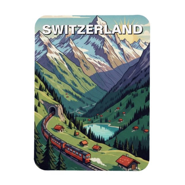 Swiss Alps Switzerland Travel Magnet (Vertical)