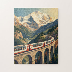 Swiss Alps Switzerland Vintage Travel Train Jigsaw Puzzle