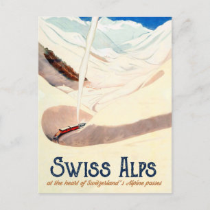 Swiss Alps, Vintage Travel Postcard