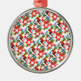 Swiss cantonial flags metal tree decoration