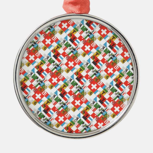 Swiss cantonial flags metal tree decoration (Front)