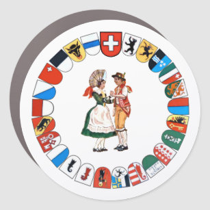 Swiss cantons and dancers car magnet