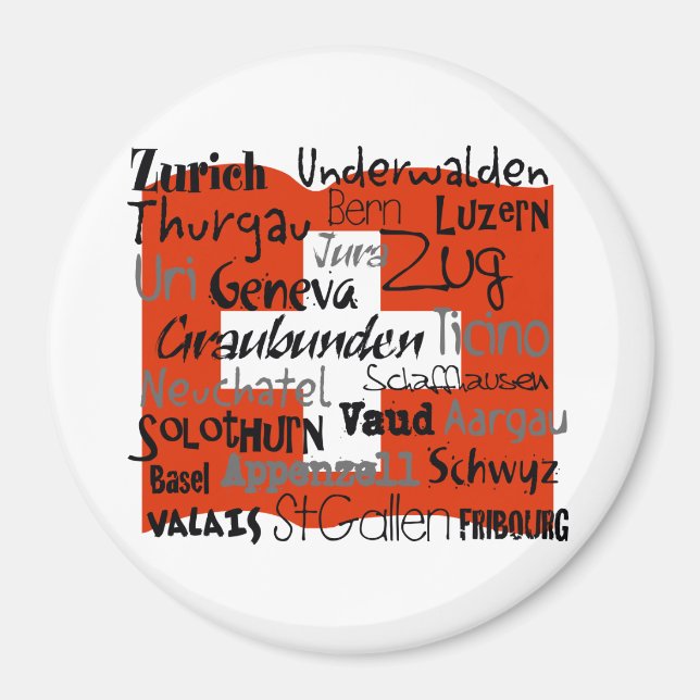 Swiss Cantons Lg Button Magnet (Front)