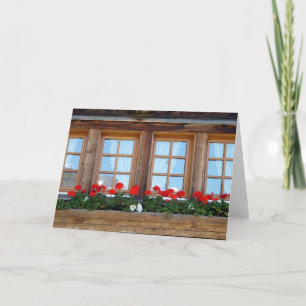 Swiss Chalet Windows Greetings Card