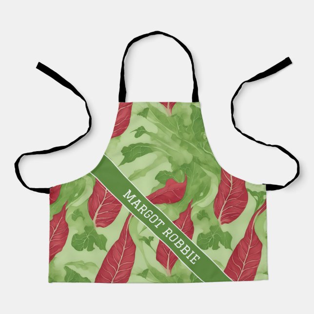 Swiss chard Watercolor Colourful Pattern Apron (Front)