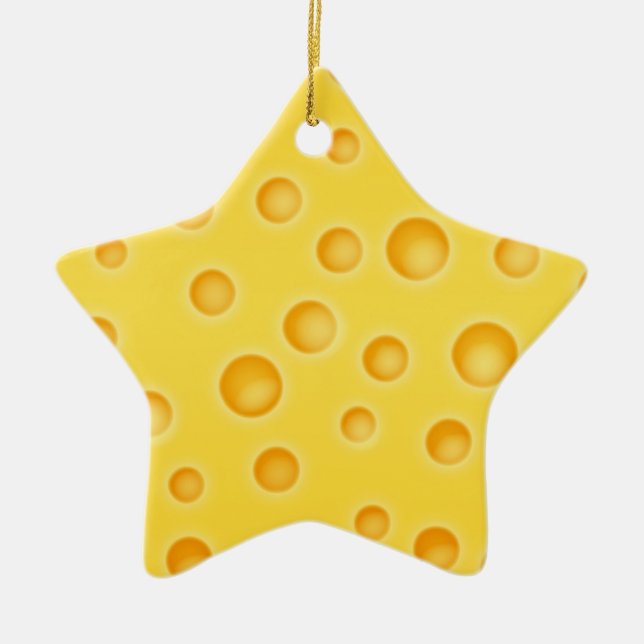 Swiss Cheese Cheezy Texture Pattern Ceramic Ornament (Front)