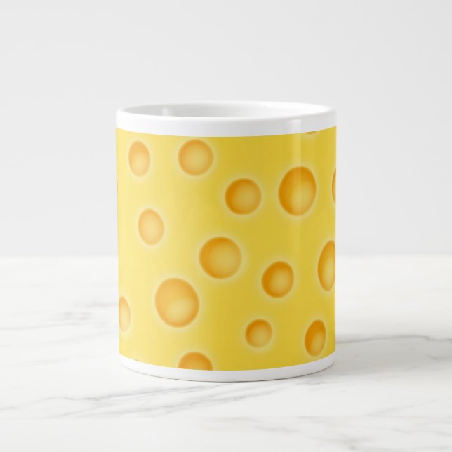 Swiss Cheese Cheezy Texture Pattern Large Coffee Mug (Front)