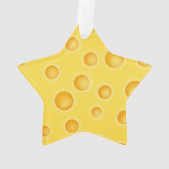 Swiss Cheese Cheezy Texture Pattern Ornament (Back)