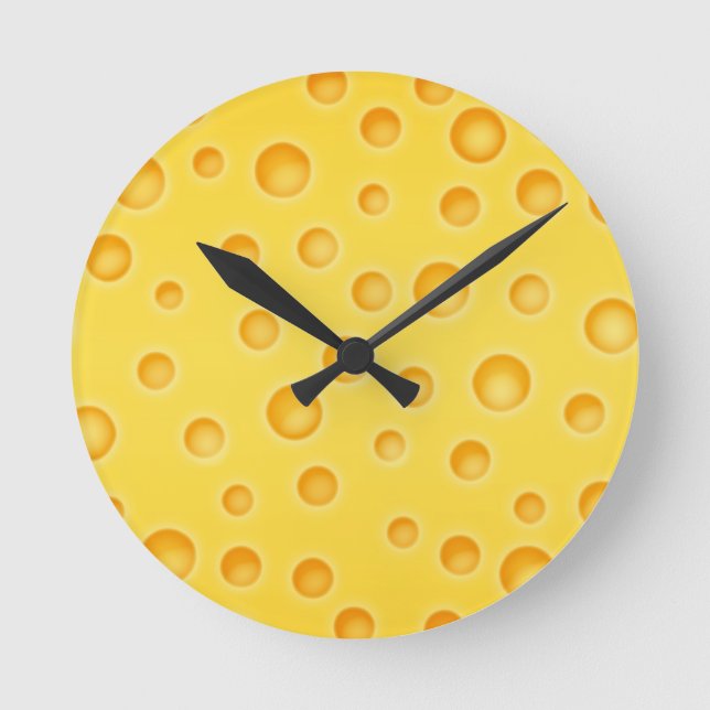 Swiss Cheese Cheezy Texture Pattern Round Clock (Front)
