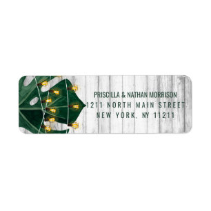 Swiss Cheese Leaf String Lights Lace Gold Address Return Address Label