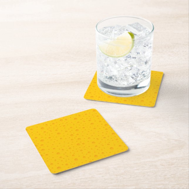 Swiss Cheese Pattern Square Paper Coaster (Insitu)