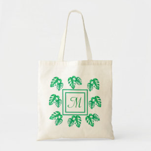 Swiss Cheese Plant Monstera Deliciosa Monogram Tote Bag
