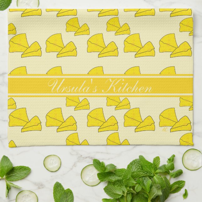 Swiss Cheese Print Personalised Kitchen Towel (Folded)
