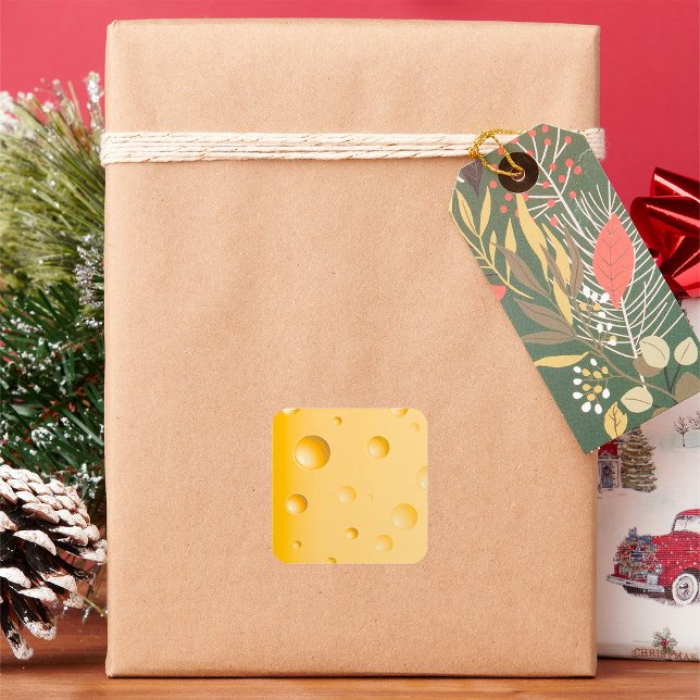 Swiss Cheese Slice Yellow Gruyere Square Sticker (Creator Uploaded)