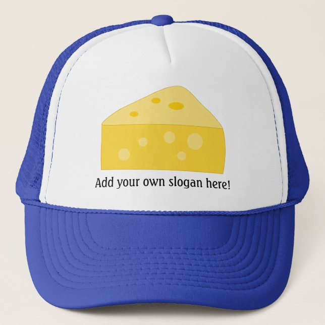 Swiss Cheese Wedge Image with Personalised Text Trucker Hat (Front)