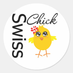 Swiss Chick Classic Round Sticker