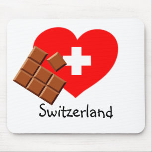 Swiss Chocolate and Heart-Shape Flag Mouse Pad