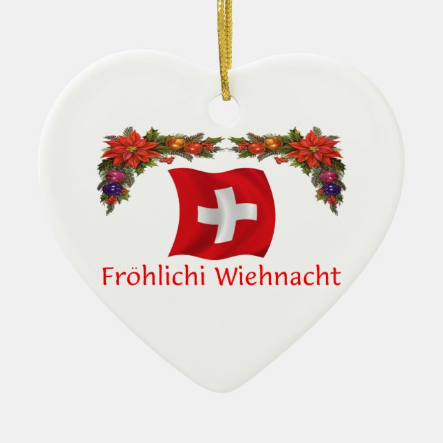 Swiss Christmas Ceramic Tree Decoration (Front)