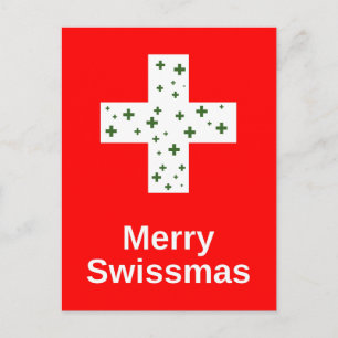 Swiss Christmas Merry Swissmas Holiday Postcard