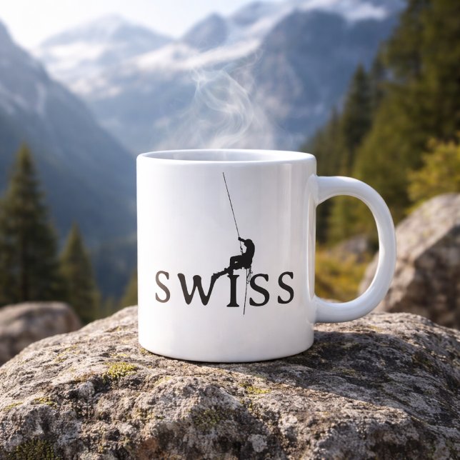 Swiss Climbing Minimalist Rope Silhouette Large Coffee Mug (Creator Uploaded)