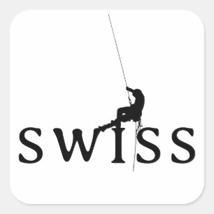 Swiss Climbing Minimalist Silhouette Design Square Sticker