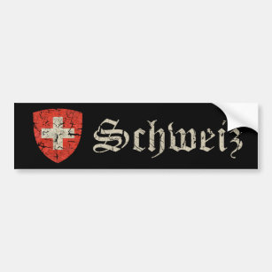 Swiss Coat of Arms, Distressed Bumper Sticker