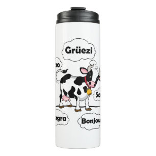 Swiss Cow Grüezi Bonjour Ciao Switzerland Travel Thermal Tumbler