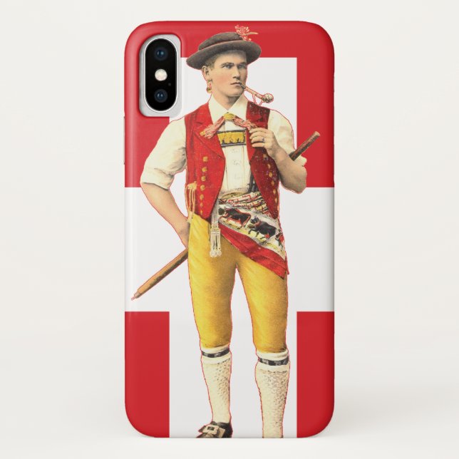 Swiss Cowboy from Appenzell in Traditional Costume Case-Mate iPhone Case (Back)