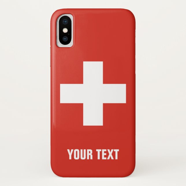 Swiss cross flag of Switzerland personalised Case-Mate iPhone Case (Back)