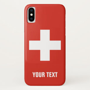 Swiss cross flag of Switzerland personalized iPhone X Case