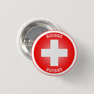 Swiss Cross Suisse Circle Shape 3 Cm Round Badge
