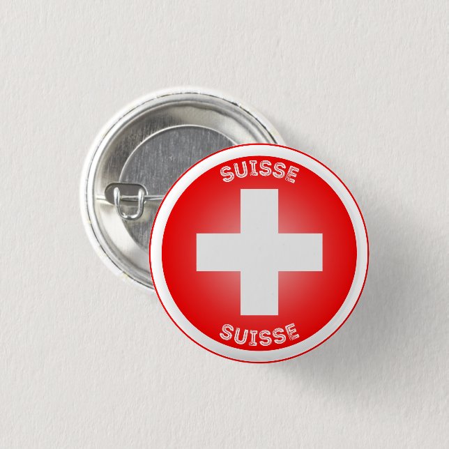 Swiss Cross Suisse Circle Shape 3 Cm Round Badge (Front & Back)