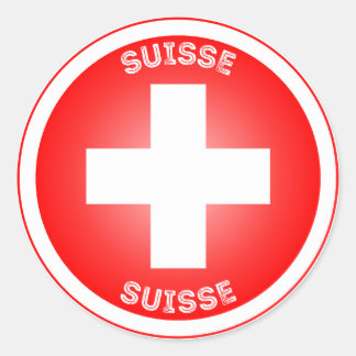 Swiss Cross Suisse Circle Shape Classic Round Sticker