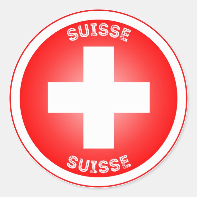 Swiss Cross Suisse Circle Shape Classic Round Sticker (Front)