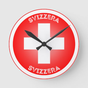 Swiss Cross Svizzera Circle Shape Round Clock