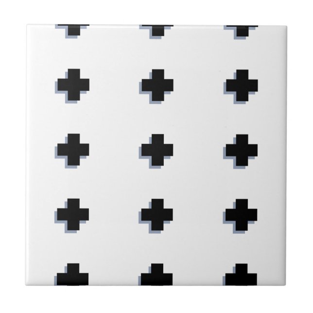 Swiss Crosses Modern Scandinavian Design Ceramic Tile (Front)