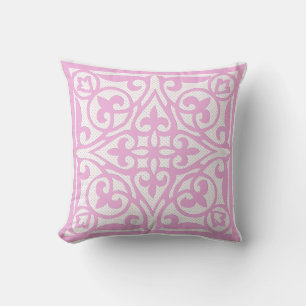 Swiss dot cutwork over linen - orchid pink cushion