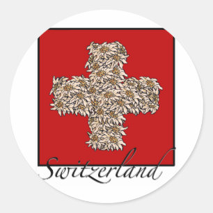 Swiss Edelweiss Cross Classic Round Sticker