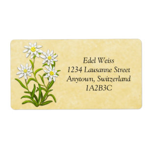 Swiss Edelweiss Flowers Customisable Label