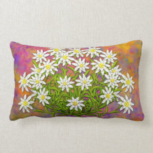 Swiss Edelweiss Flowers Lumbar Pillow
