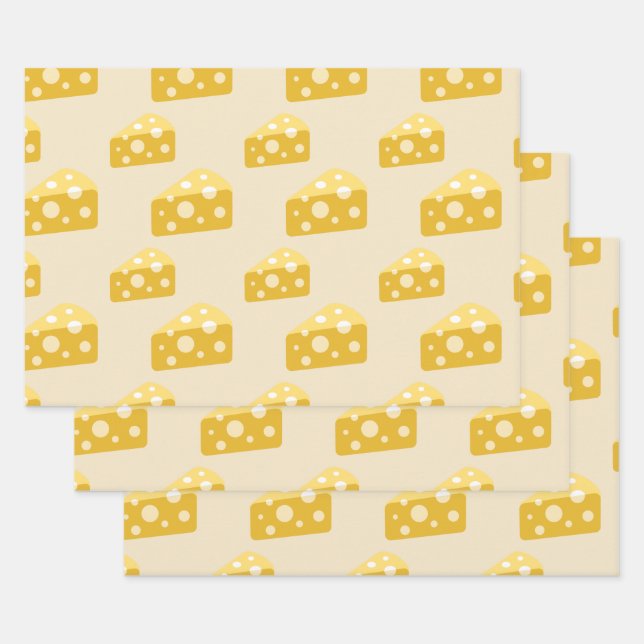 Swiss Emmental Yellow Food Lover Pattern Queso Wrapping Paper Sheet (Set)