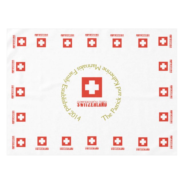 Swiss Flag and Switzerland Personalised  Tablecloth (Front (Horizontal))