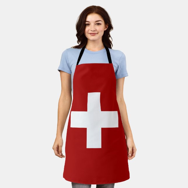 Swiss flag apron (Worn)