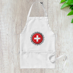 Swiss Flag Bottle Cap Red and White Cross Standard Apron