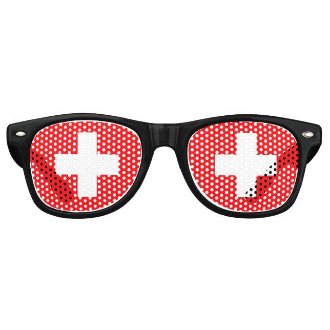 Swiss Flag & First Aid, Medic (cross), Help Retro Sunglasses (Front)