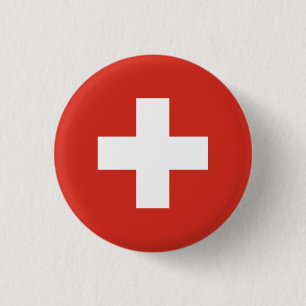 Swiss Flag, Flag of Switzerland 3 Cm Round Badge