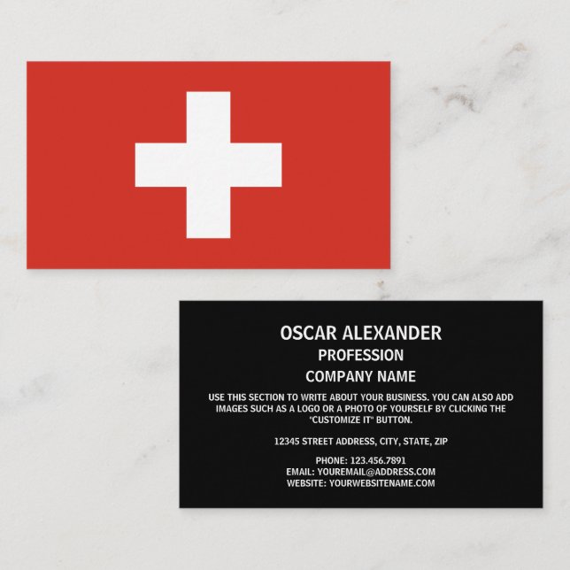 Swiss Flag, Flag of Switzerland Business Card (Front/Back)